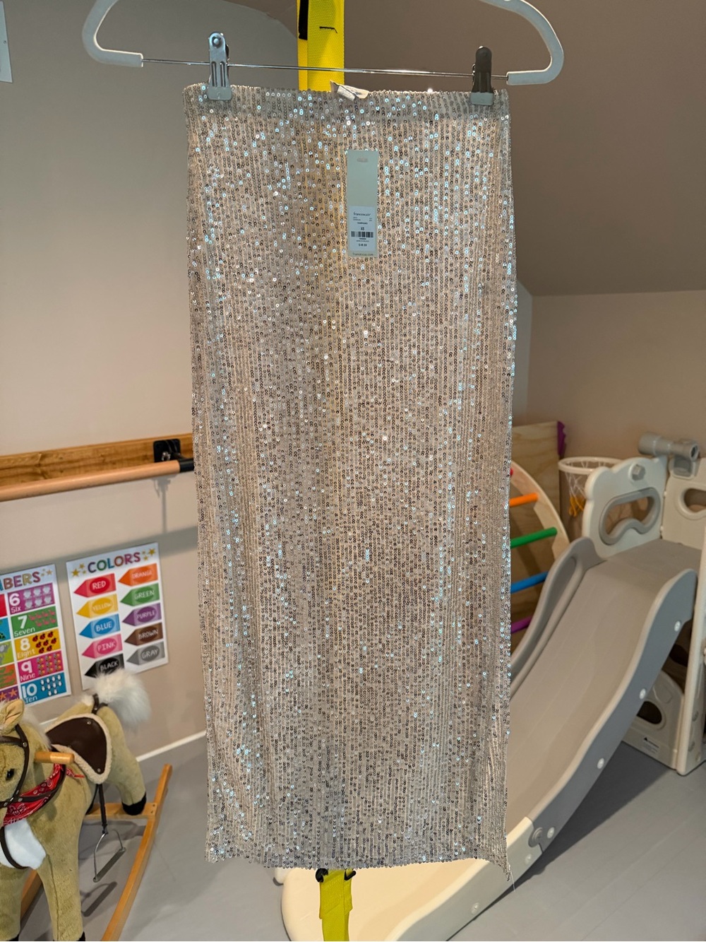Blue Rain Sequin Skirt in Champagne Shimmer